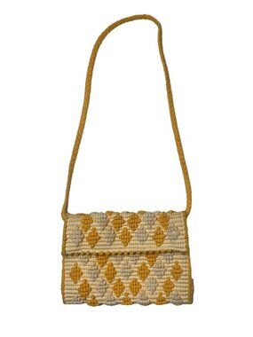 Antonello Tedde Handcrafted Woven Crossbody Bag Yellow Cream Cotton Italy Boho